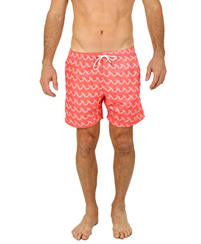 UZZI Men's Bimini Quick Dry Printed Short Swim Trunks