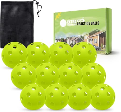 FINGER TEN Golf Practice Balls Plastic Limited Flight (Green 12 Pack)