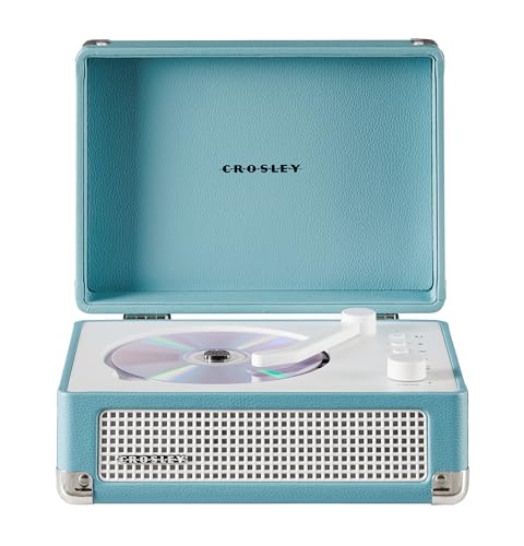 Image of Crosley CR3505A-TU Cruiser Retro Portable CD Player with Stereo Bluetooth Speakers and FM Radio, Turquoise