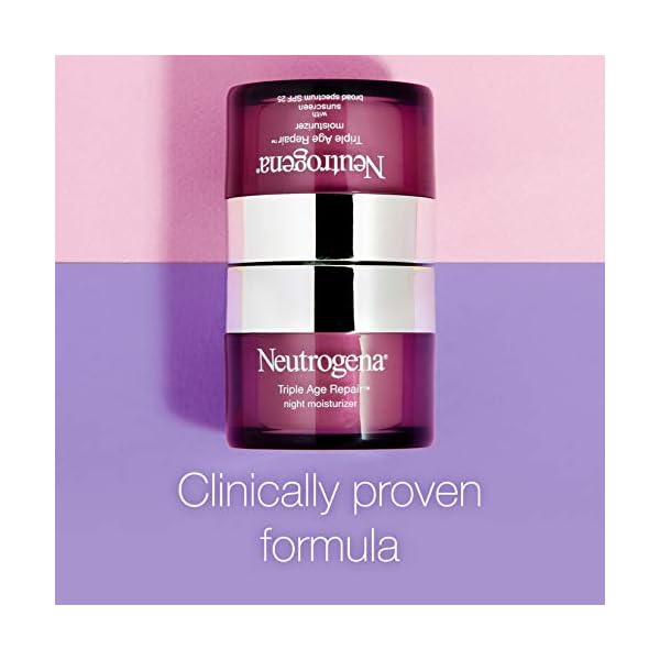 Neutrogena Triple Age Repair Anti-Aging Night Cream with Vitamin C; Fights Wrinkles & Evens Tone, Firming Anti-Wrinkle Face & Neck Cream; Glycerin & Shea Butter, 1.7 oz