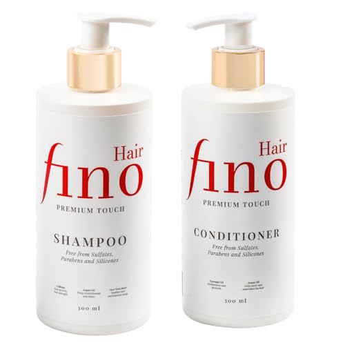 fino Hair Premium Set - Natural Shampoo + Conditioner for Healthy Shiny Hair - Moisturising Repairing Silicone-Free & Paraben-Free
