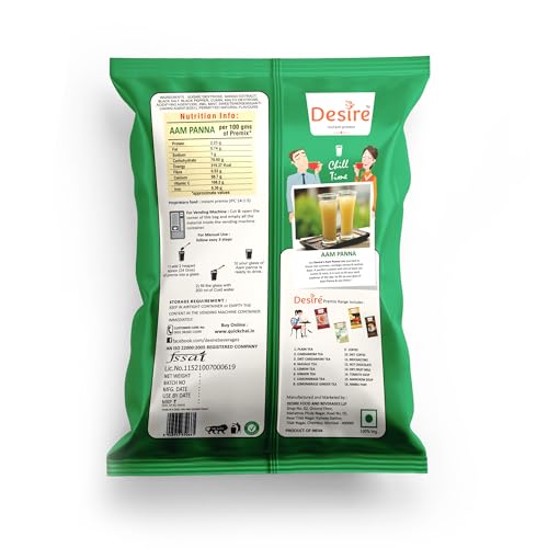Image of Desire instant premix Aam Panna Powder 500g, Mango Drink, Tangy and Sweet Taste, No Added Preservatives and Colours (Makes 35 Glass)
