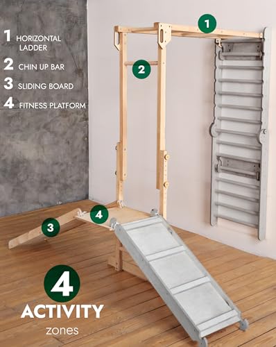 Image of Indoor Jungle Gym Add-On for Swedish Wall, Montessori Climbing Attachment (Swedish Wall Sold Separately)
