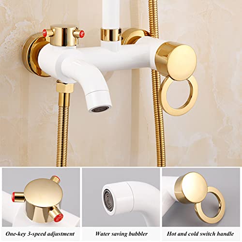 Ensemble de douche blanc haute pression avec pommeau à main réglable