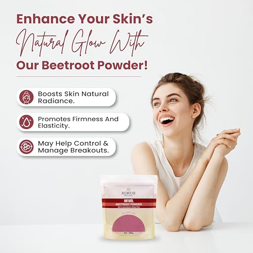 Kokos Natural Beetroot Powder - 200 Gm | Natural, Rich in Antioxidants, Improves Blood Flow & Exercise Performance | Use in Soups, Curries, Smoothies, Cakes, Pancakes | Natural Food Colour