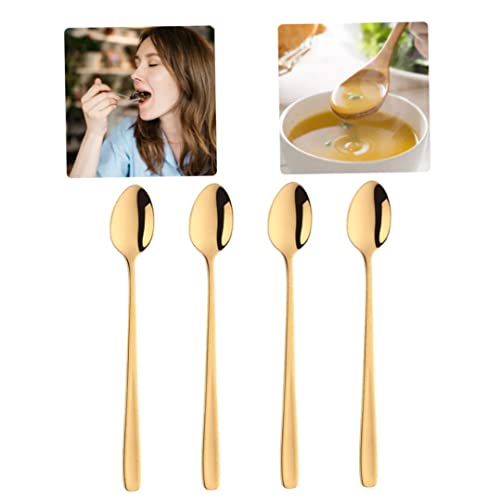 Theelepels latte lepels lange roestvrij staal gouden voor koffie ijscoupe ijs dessert cocktail 20cm 4 stks keuken gadgets - Image 7