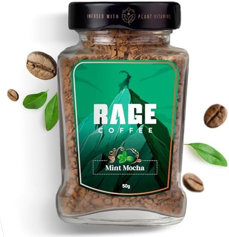Rage Coffee Instant Coffee Mint Mocha Glass Jar 100% Arabica Beans 