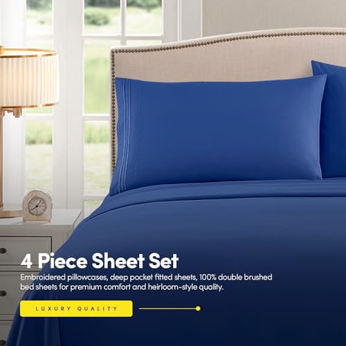 Image of 1500 Thread Count 3pc Bed Sheet Set Egyptian Quality Deep Pocket - Twin, Royal Blue