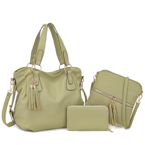 Image of Qiyuer Slouchy Handbag for Women Shoulder Bag Hobo Purse Wallet Set 3pcs