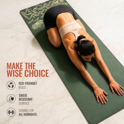 Image of WiseLife Grande XL 6 MM TPE Yoga Mat for Men & Women | Extra Thick, Long & Wide Premium Exercise Mat with Yoga Strap | Anti-Slip & Anti-Tear Ideal for Yoga, Pilates, Home Workouts & Gym Use (Green)