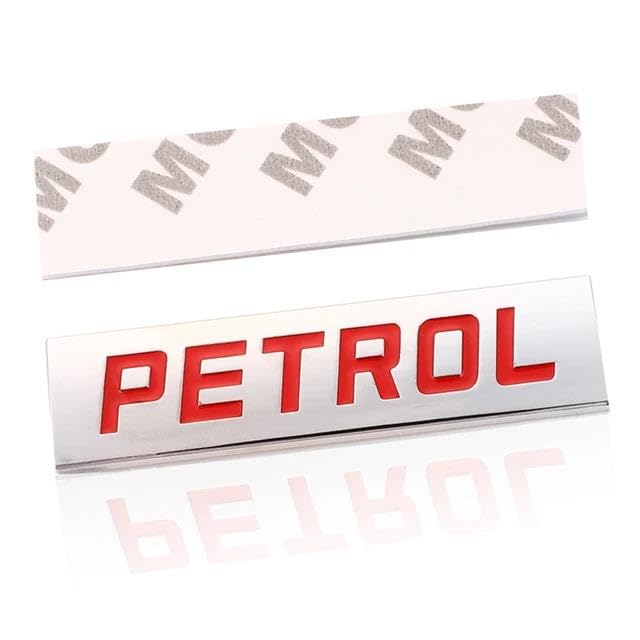 Image of AutoBizarre 3D Raised Petrol Metal Monogram Emblem Badge Sticker for All Cars & Bikes (Silver Red)