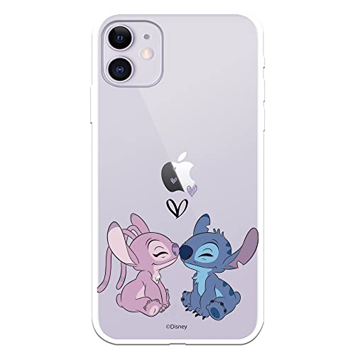LA CASA DE LAS CARCASAS Coque Officielle Lilo & Stitch iPhone 11 - Angel & Stitch Kiss pour protéger Votre téléphone - Coque iPhone en Silicone Souple avec...