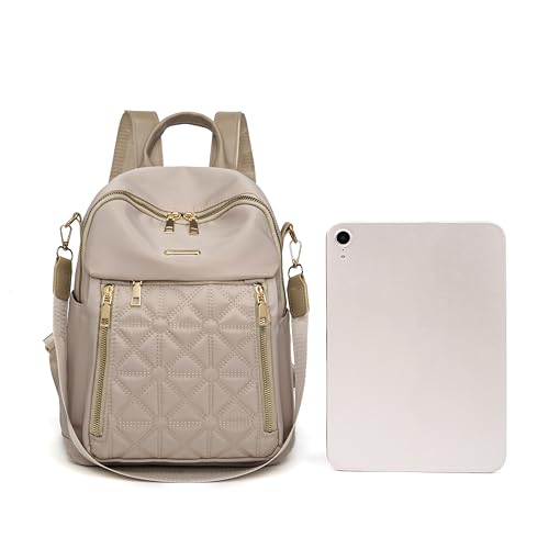 Image of Pealwel Mini Nylon Women Backpacks,Small Ladies backpacks Lightweight Shoulder Satchel Bag Tote Handbag Casual Travel Daypack (Light Khaqi)