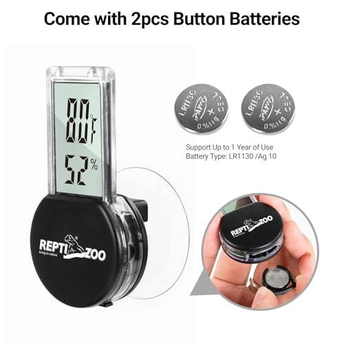 Image of REPTI ZOO Magnetic Reptile Thermometer and Humidity Gauge, Digital LCD Temperature Humidity Monitor, Tank Terrarium Temp and Humidity Meter Accessories for Bearded Dragon, Snake, Hermit Crabs, Gecko