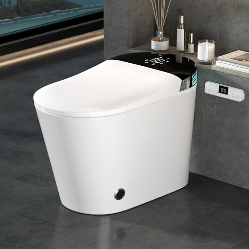 WinZo Smart Toilet, Modern Smart Toilet with Bidet Built In with Foot Kick, Tankless Toilets Auto Open/Close Lid with Dryer, ADA Comfort Height Heat Seat, Instant Warm Water, Power Outage and Flush Black miniatura 1