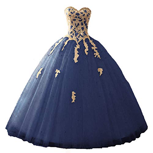 Zorayi Damen Elegante Liebsten Lang Tüll Formellen Abendkleid Ballkleid Hochzeitskleider Marineblau Größe 38