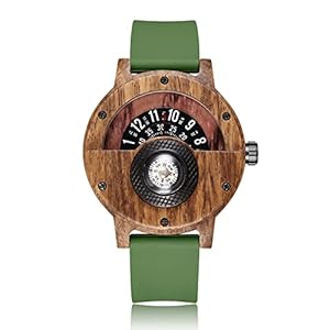 Mens Wooden Watches Old-Fashioned Wristwatches Compass Turntable Men’s Wooden Watch Lightweight Handmade Wrist Watches Analog Quartz Wood Watches with Gift Box for Men Family Friend Birthday Wedding Gift