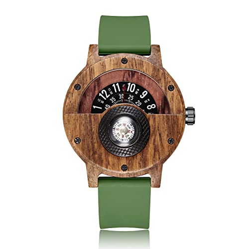 Mens-Wooden-Watches-Old-Fashioned-Wristwatches-Compass-Turntable-Mens-Wooden-Watch-Lightweight-Handmade-Wrist-Watches-Analog-Quartz-Wood-Watches-with-Gift-Box-for-Men-Family-Friend-Birthday-Wedding-Gi