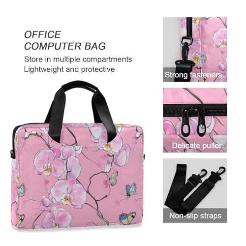 Funda para portátil 15.6 pulgadas con correa rosa floral miniatura 6