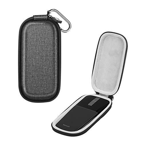 Fintie Case for Microsoft Arc Touch Mouse / Microsoft RVF-00052 Arc Touch Mouse, Ergonomically Design Shockproof Hard EVA Travel Storage Pouch Cover Bag with Carabiner (Gray)