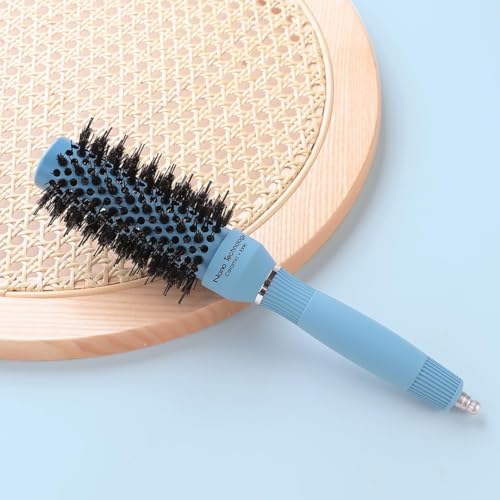 Image of Rey Naturals Thermal Ceramic Hair Brush | Ion-infused Technology | Anti-Static Boar Bristles| Hair Comb | Hair brush for Women and men | Hair Care Products (Ice blue)(Small size)