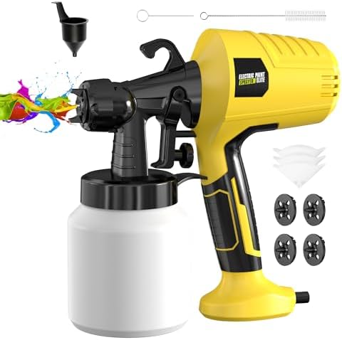 Paint Sprayer for House Painting, 1000W Spray Paint Gun, Easy Clean Design Electric Paint Sprayer Gun for Furniture, Cabinets, Walls, Doors, Fences & Decks-Yellow