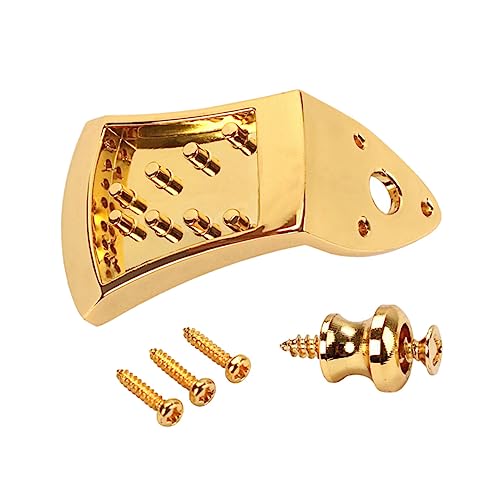 SUPVOX String Mandolin Tailpiece with Screws Finish Replacement Part for Arched Mandolins Accommodates Loop End Strings Removable