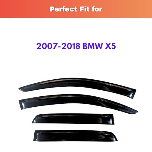 Image of KPY Rain Guards Fit for 2007-2018 BMW X5, Out-Channel Window Visors Vent Wind Deflectors 4PC, Car Accessories for 07-18 BMW X5