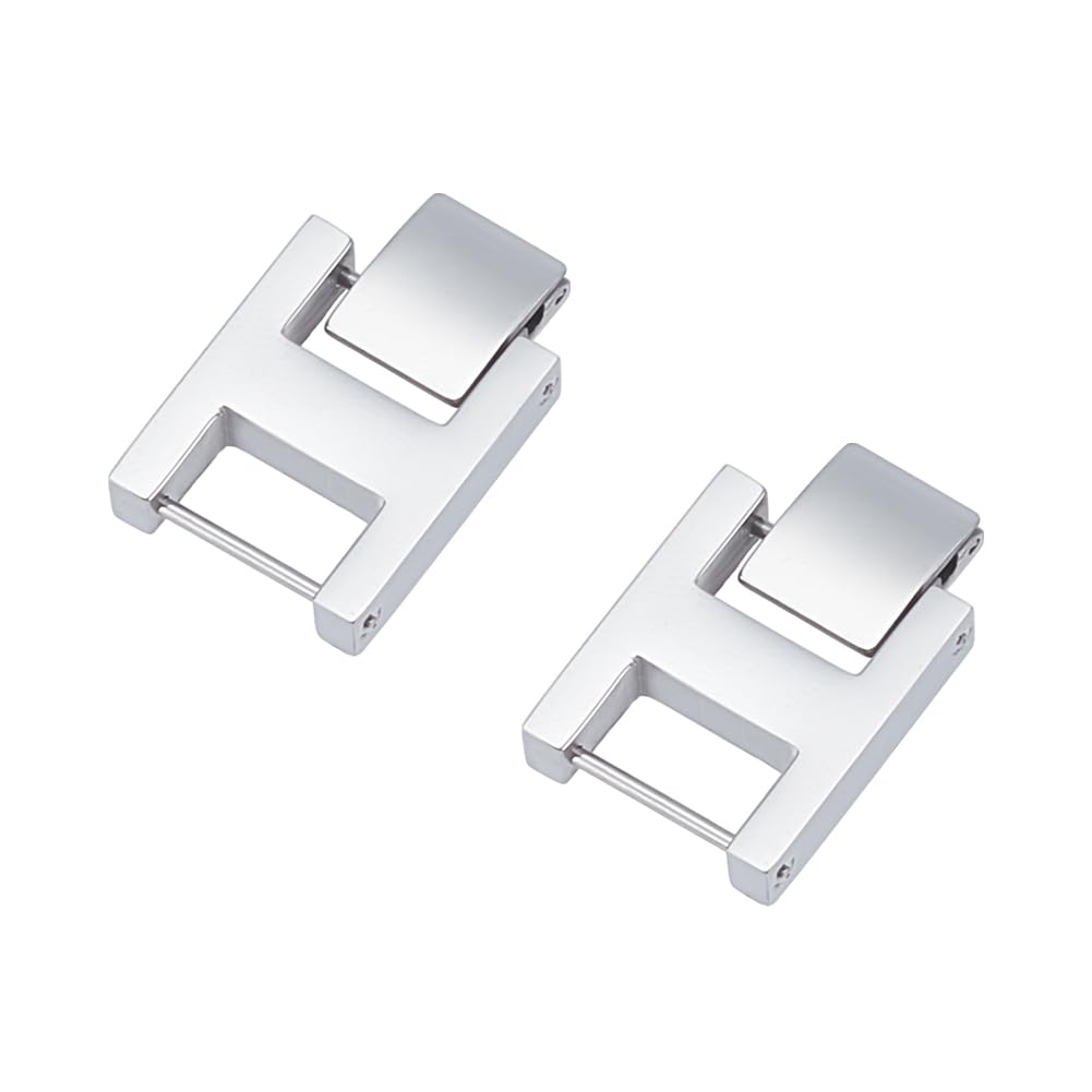 WEBEEDY 2 PCS Silver Watch or Bracelet Fold Over Clasp, 8.5mm Clasp Stainless Steel Watch Extension Clasps Square Metal Strap Replacement Accessories for Jewelry Making Women DIY Craft, 2.4x1.6cm