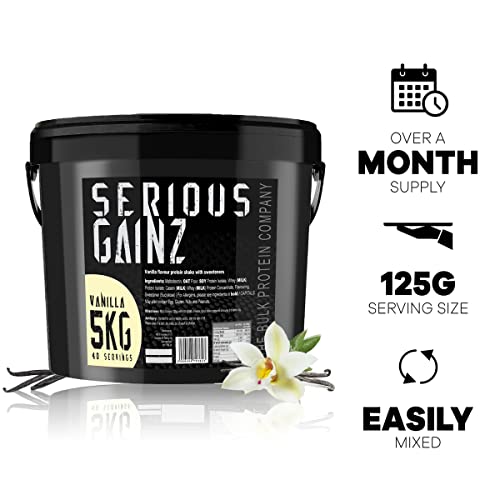 The Bulk Protein Company, SERIOUS GAINZ - Whey Protein Powder - Weight Gain, Mass Gainer - 30g Protein Powders (Vanilla, 5kg) - Image 4
