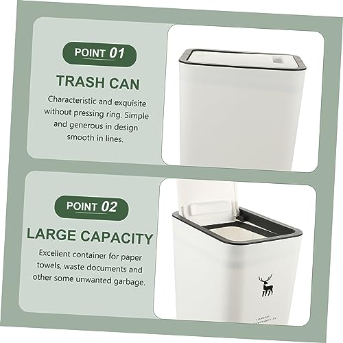 Caneca de basura rectangular con tapa de prensa blanco miniatura 6