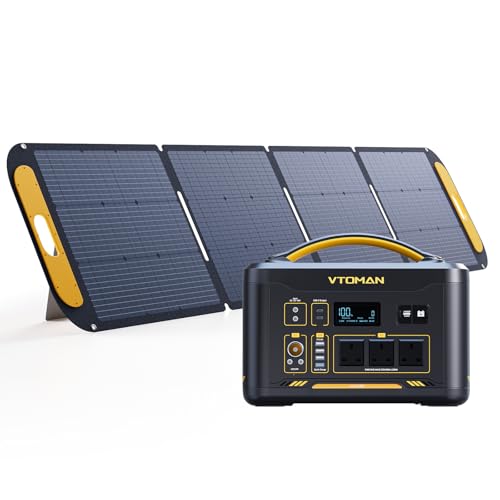 Image of VTOMAN Jump 2200 Portable Power Station with 200W Lightweight Solar Panel - 2200W/1548Wh LiFePO4 Battery Powered Solar Power Generator, Regulated 12V DC, PD 100W Type-C for Camping, Travel
