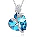 PLATO H Eternal Love Crystal Necklace for Women, Swarovski Element Necklace, Rose and Love Pendant Necklace, Fashion Jewelry Gift for Mom, Girlfriend, Wife or Daughter on Birthday,Mother's Day, Blue