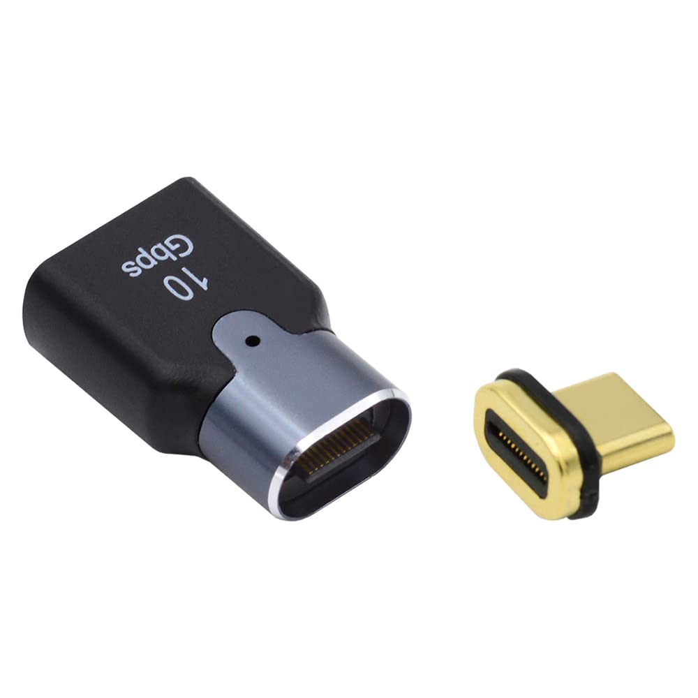 NFHK Magnetic 10Gbps Type C Male to USB3.0 Female OTG Data Adapter Straight Connector for Laptop Phone, Black