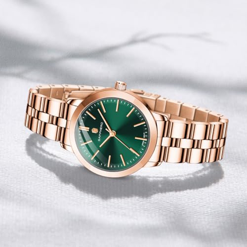 Image of Sapphero Ladies Watch Easy to Read Wristwatch, Women's Quartz Watch with Stainless Steel Strap, 5 ATM Waterproof, Classic Elegance Women Business Waterproof Watch