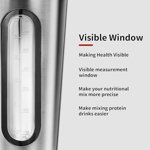 Image of Shaker Bottles for Protein Mixes 28 oz Stainless Steel Protein Shaker with Mixing Ball, Not Stays Cold /Hot, Visible Window Metal Shaker Cups, Leakproof, BPA Free Bottle Shaker 950 ml