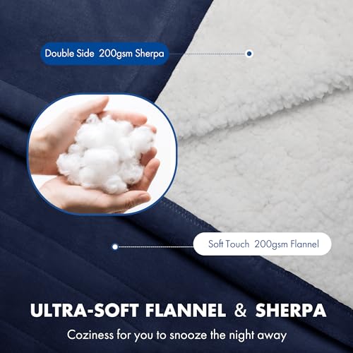 Full Size Heated Blanket 72" x 84" - Fluffy Ultra Soft Flannel Heated Lap Blanket with 6 Heating Levels & 10 Hours Adjustable Timer, Fast Heating and Electric Blanket for Office (Navy)