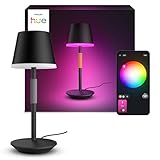 PHILIPS Hue White and Color Ambiance Lampada da Tavolo Hue Go Portable con Luci Smart Bianche e Colorate, Dimmerabile, Lampada da Tavolo Design per Interni ed Esterni, IP54, 6,2W, Nero