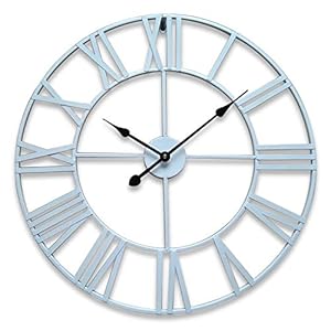 Outdoor Tuin Wandklok, 23 Inch Grote Witte Romeinse Cijfers Tuin Klok Smeedijzeren Outdoor Klok Indoor Outdoor Decoratie…