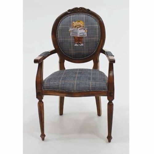 Casa Padrino Silla de comedor barroco de lujo con reposabrazos oso de peluche con periódico azul/marrón