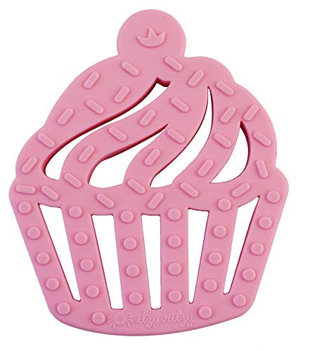 Image of Itzy Ritzy Silicone Baby Teether - BPA-Free Infant Teether with Easy-to-Hold Design & Textured Back Side to Massage & Soothe Sore, Swollen Gums - Teething Toy for 3 Months & Up - Cupcake