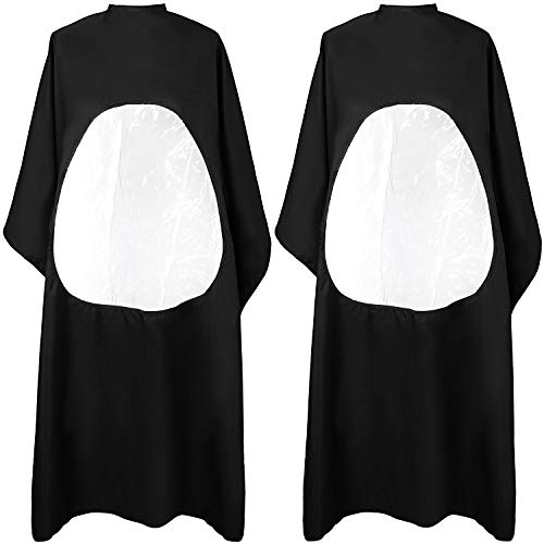 2 Pieces Hair Cutting Cape with Snap Closure Antistatic Barber Salon Stylist Styling Hairdresser Cape with Transparent Viewing Window Waterproof Haircut Cape Gown 55 x 63 Inches