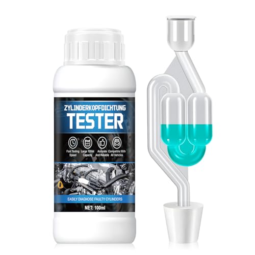 NoxGule Zylinderkopfdichtung Tester, CO2 Tester Kühlwasser, Kühlmittel Tester, Schnelle Präzise Erkennung, Kühlsystem Abgastest Auto, für Zylinderkopfdichtung, PKW, LKW & Wassergekühlte Motoren, 100ml