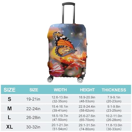 Bloom Flower And Butterfly Printed Luggage Cover Protector, Fits 18-32 Inch Luggage2