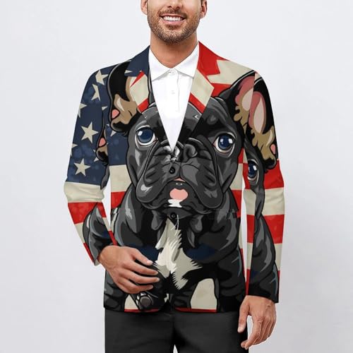 French Bulldog Men's Suits Dress Business Formal Suit Print Jackets Coat For Wedding Party2