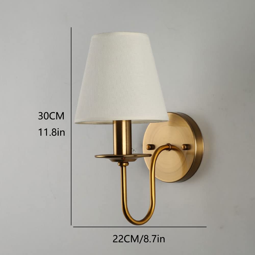 Lámpara de pared interior moderna Linterna de pared de tela simple E14 Luz montada en la pared de metal Luz de pared de una sola cabeza Dormitorio Sala de estar Apliques de pared del hotel Pantalla de