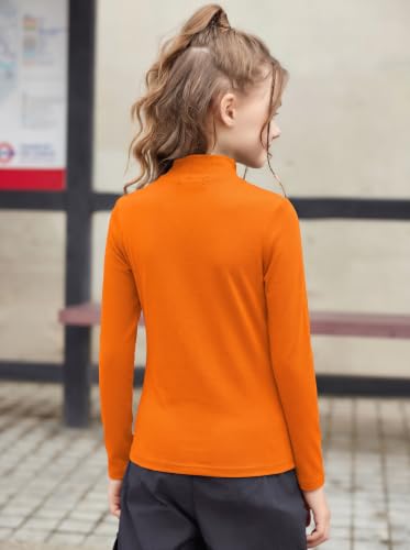 Image of Arshiner Girls Long Sleeve Mock Turtleneck Shirts Slim Fit Base Layer Top