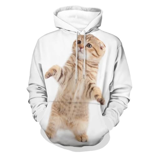 Hoodie chaton debout UMENG unisexe pull noir taille S