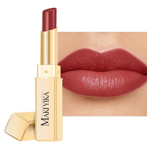 MAKI YIKA Moisture Mauve Red Lipstick for Women Hydrate Lip Gloss for Dry Cracked Lips Weightless Glossy Lip Color Juicy Finish,MA059 Mauve Pop