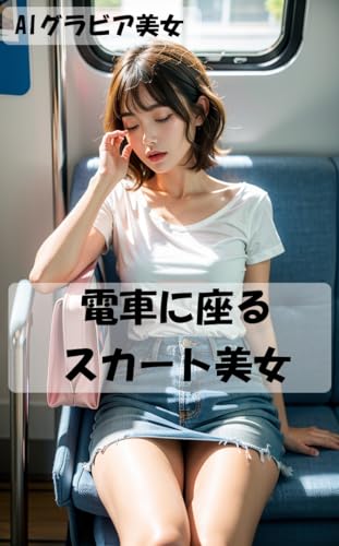 電車に座るスカート美女 - AIグラビア美女 -
